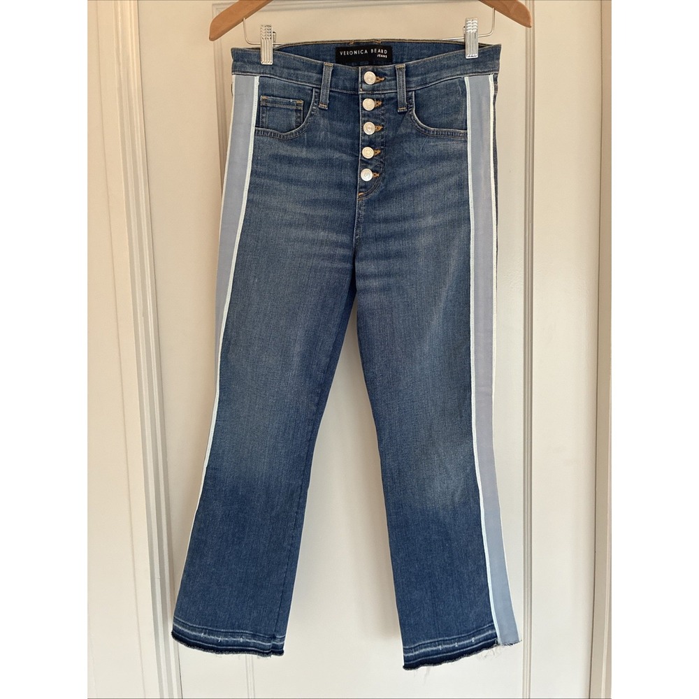 Veronica Beard Carolyn Baby Boot High Rise Tuxedo Stripe Jeans Size 28/6